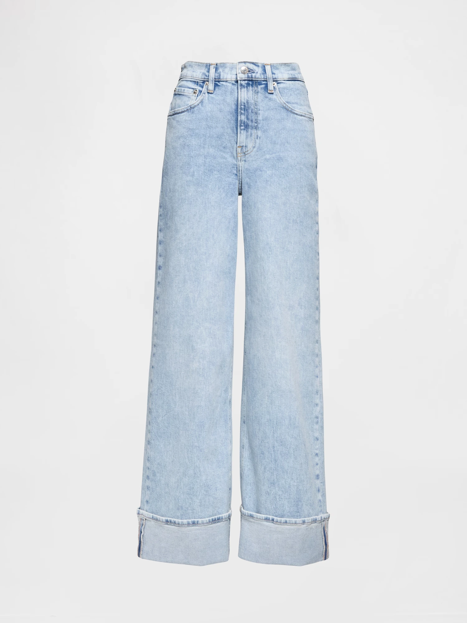 High Rise Stride Cuffed Wide-Leg Jeans